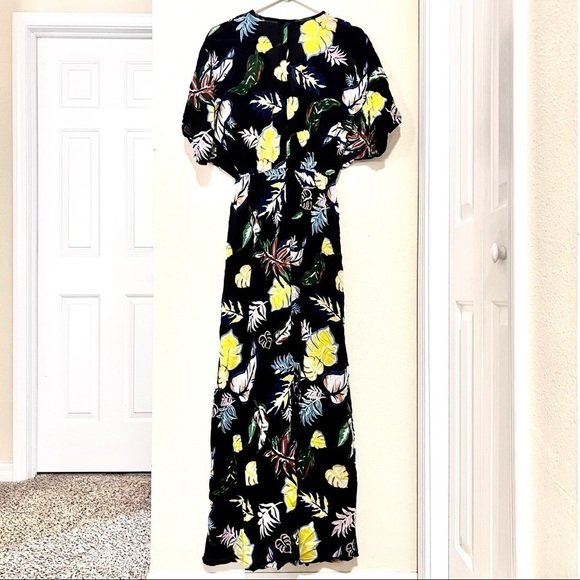 Cooper & Ella Anthro Women's Flowy Navy Tropical print Kaftan maxi dress size S - Picture 6 of 12